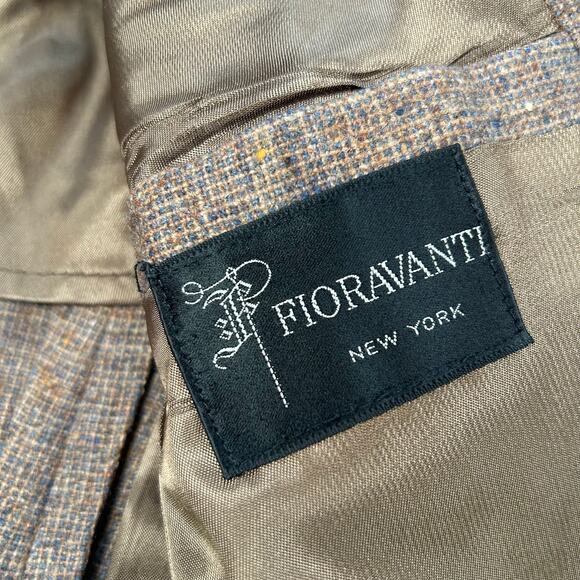 Vintage Fioravanti Brown Tweed Wool Blazer Elbow Patches Union Made USA - Picture 7 of 8